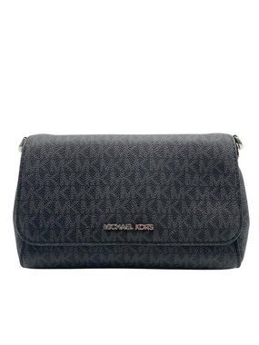 Michael Kors Medium Black Signature Coated Canvas Crossbody Bag